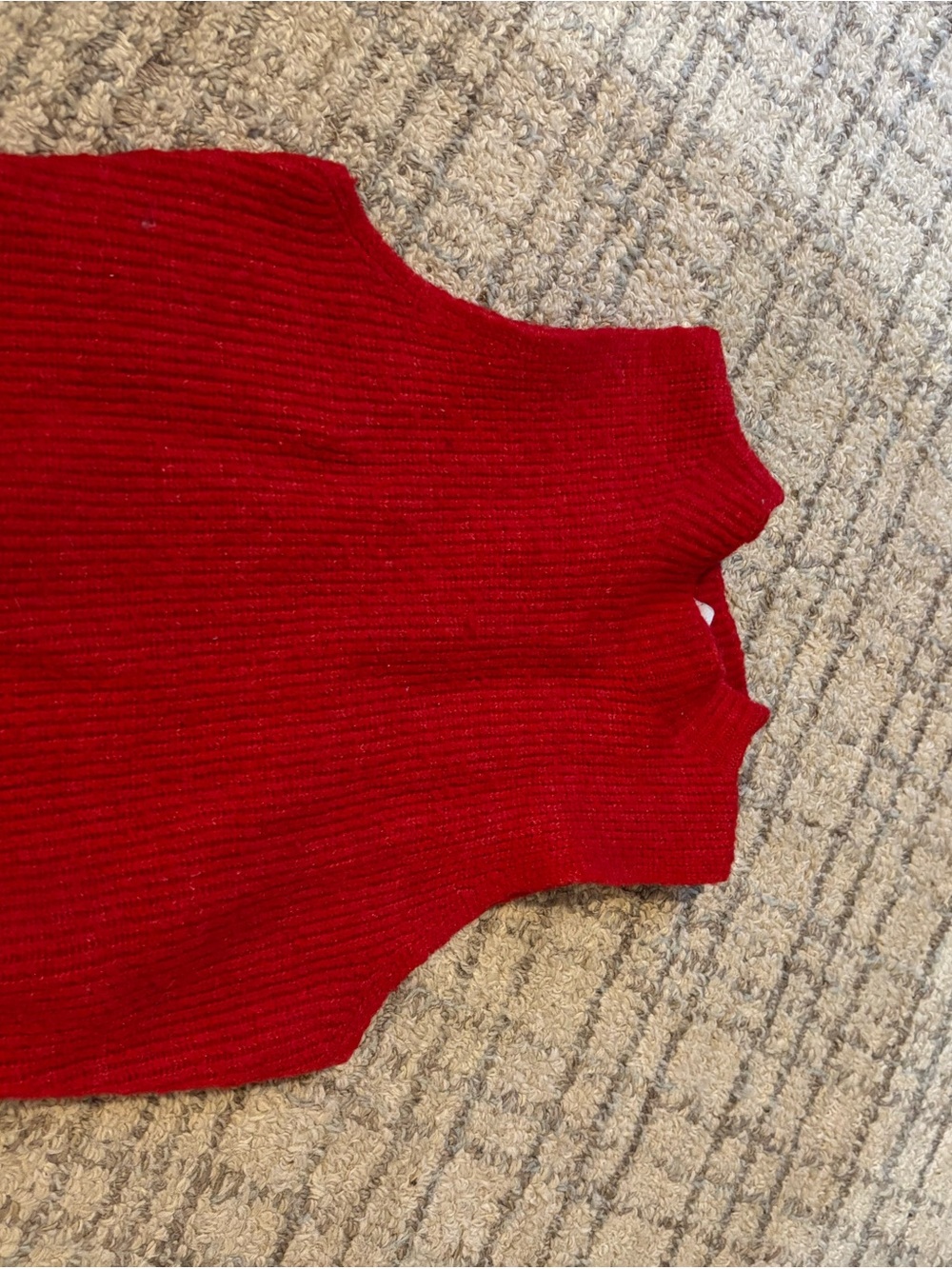 Women's Red Ribbed Mock Neck Sweater Vest